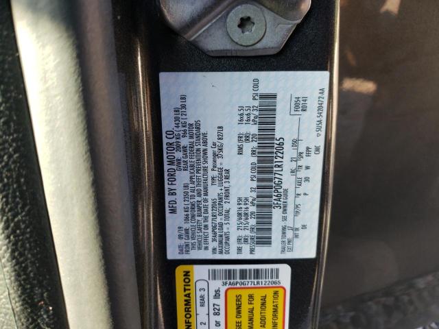 Photo 10 from auction – 2020 FORD FUSION S with VIN 3FA6P0G77LR122065