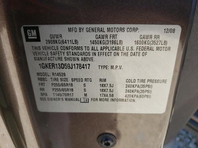 Photo 10 from auction – 2009 GMC ACADIA SLE with VIN 1GKER13D59J178417