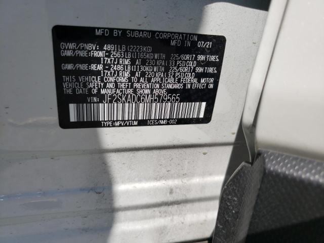 Photo 10 from auction – 2021 SUBARU FORESTER with VIN JF2SKADC6MH579565