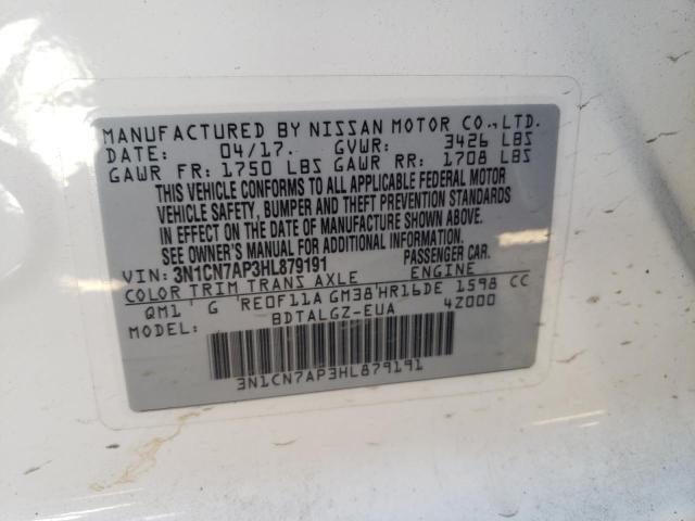 Photo 10 from auction – 2017 NISSAN VERSA S with VIN 3N1CN7AP3HL879191