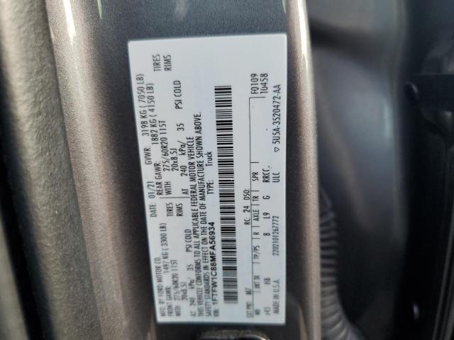 Photo 10 from auction – 2021 FORD F150 SUPER with VIN 1FTFW1C88MFA56934