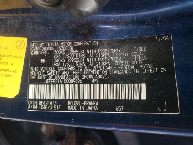 Photo 10 from auction – 2005 TOYOTA HIGHLANDER with VIN JTEEP21A150089696