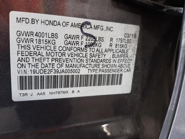 Photo 10 from auction – 2018 ACURA ILX BASE W with VIN 19UDE2F39JA005002
