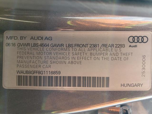 Photo 10 from auction – 2016 AUDI A3 PREMIUM with VIN WAUB8GFF8G1116859