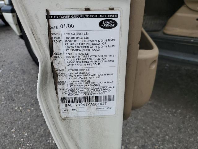 Photo 10 from auction – 2000 LAND ROVER DISCOVERY with VIN SALTY1241YA261647