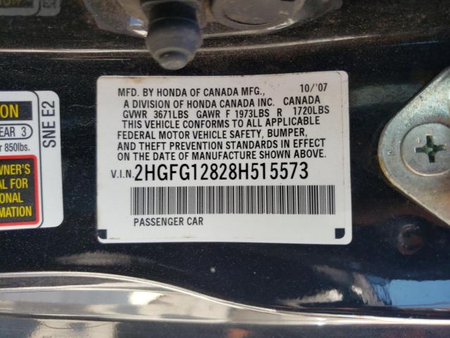 Photo 10 from auction – 2008 HONDA CIVIC EX with VIN 2HGFG12828H515573