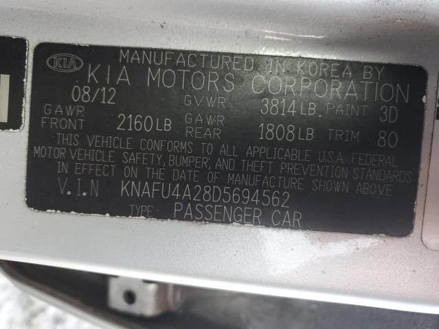 Photo 10 from auction – 2013 KIA FORTE EX with VIN KNAFU4A28D5694562