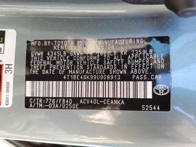 Photo 10 from auction – 2009 TOYOTA CAMRY BASE with VIN 4T1BE46K99U908913