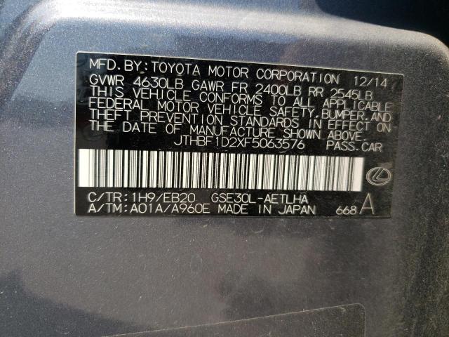 Photo 10 from auction – 2015 LEXUS IS 250 with VIN JTHBF1D2XF5063576