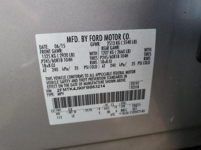 Photo 10 from auction – 2015 FORD EDGE SEL with VIN 2FMTK4J90FBB63214