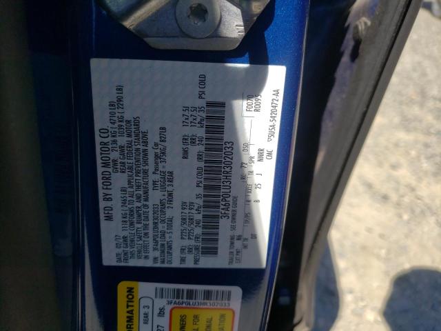 Photo 10 from auction – 2017 FORD FUSION SE with VIN 3FA6P0LU3HR302033
