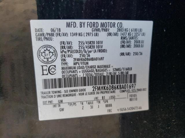 Photo 10 from auction – 2019 FORD FLEX LIMIT with VIN 2FMHK6D86KBA01697