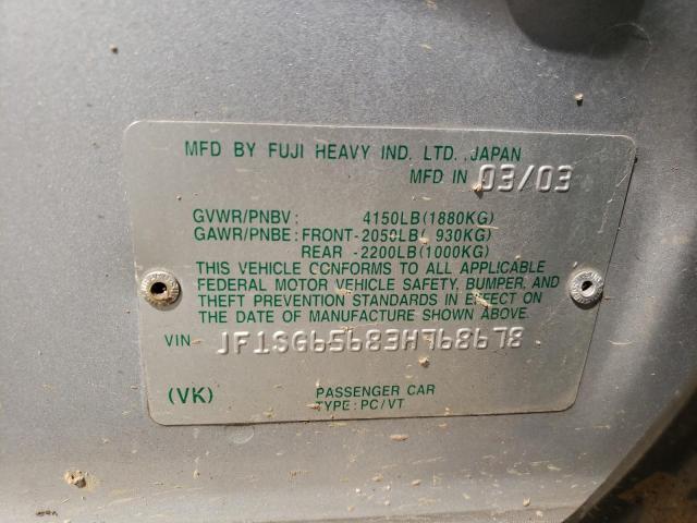 Photo 10 from auction – 2003 SUBARU FORESTER 2 with VIN JF1SG65683H768678