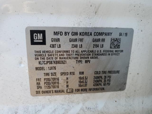 Photo 10 from auction – 2019 CHEVROLET TRAX 1LT with VIN KL7CJPSB7KB902621