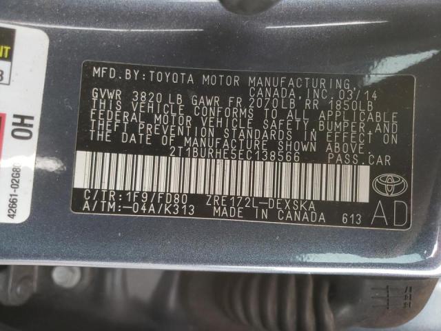 Photo 10 from auction – 2014 TOYOTA COROLLA L with VIN 2T1BURHE5EC138566