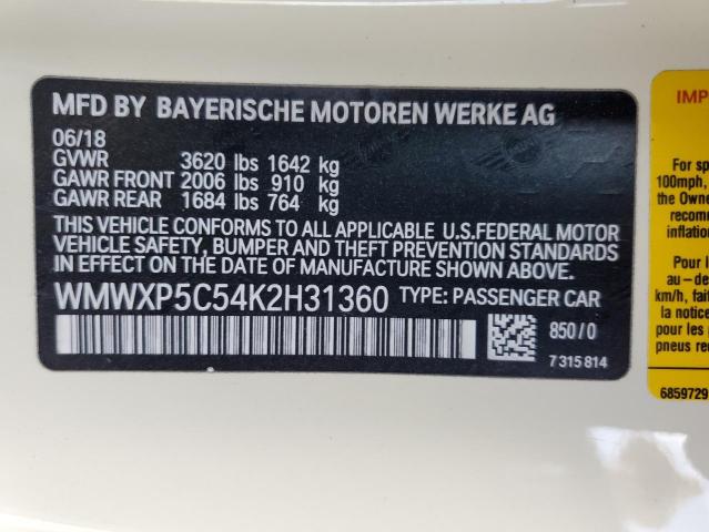 Photo 10 from auction – 2019 MINI COOPER with VIN WMWXP5C54K2H31360