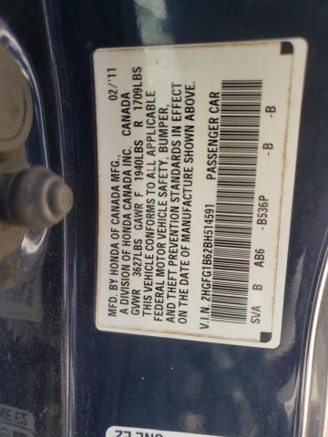 Photo 10 from auction – 2011 HONDA CIVIC LX with VIN 2HGFG1B62BH514591