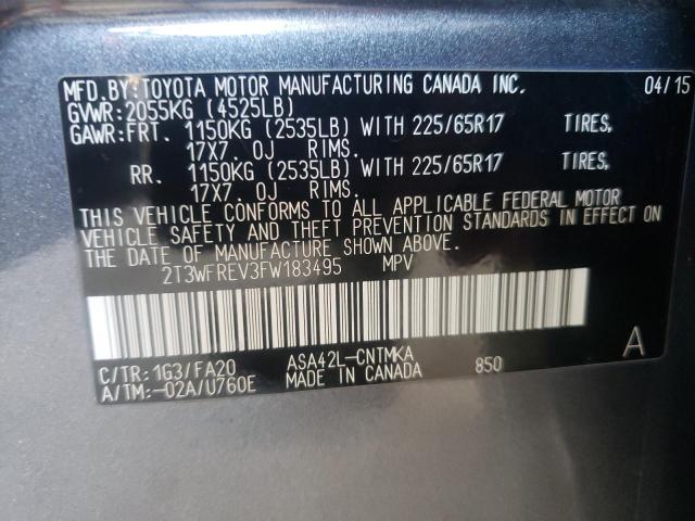 Photo 10 from auction – 2015 TOYOTA RAV4 XLE with VIN 2T3WFREV3FW183495