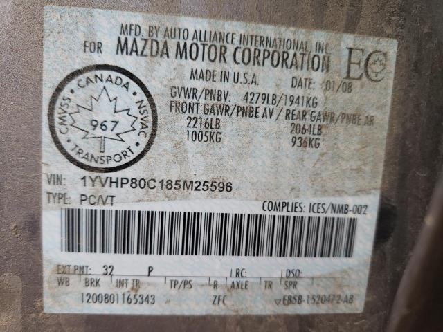 Photo 10 from auction – 2008 MAZDA 6 I with VIN 1YVHP80C185M25596