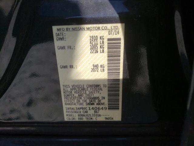 Photo 10 from auction – 2015 NISSAN ALTIMA 2.5 with VIN 1N4AL3AP9FC140649