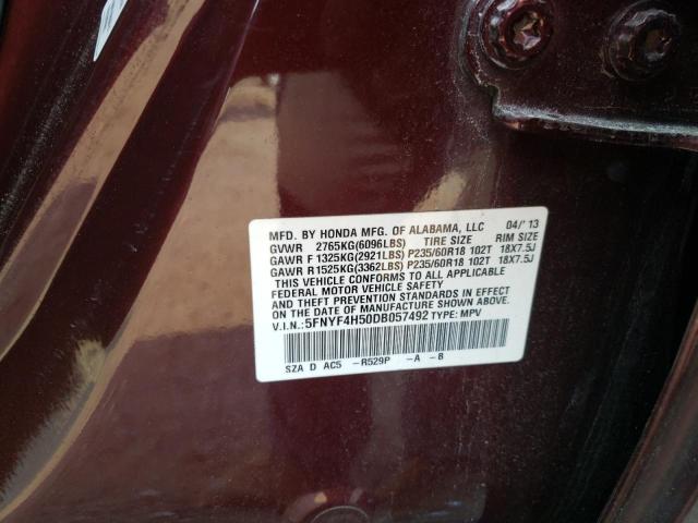 Photo 10 from auction – 2013 HONDA PILOT EXL with VIN 5FNYF4H50DB057492