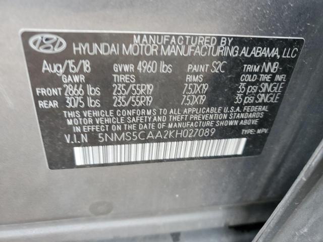 Photo 10 from auction – 2019 HYUNDAI SANTA FE L with VIN 5NMS5CAA2KH027089