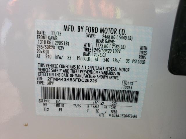 Photo 10 from auction – 2015 FORD EDGE TITAN with VIN 2FMPK3K83FBC26226