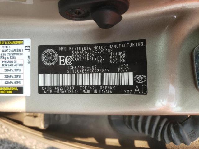 Photo 10 from auction – 2010 TOYOTA COROLLA BA with VIN 2T1BU4EE9AC233942