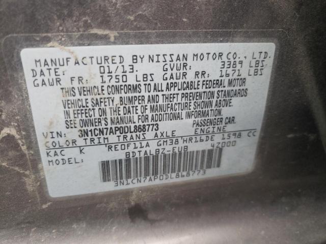Photo 10 from auction – 2013 NISSAN VERSA S with VIN 3N1CN7AP0DL868773