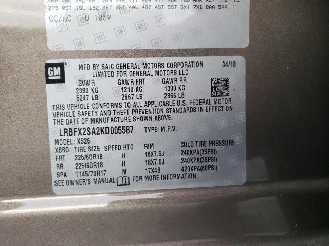 Photo 10 from auction – 2019 BUICK ENVISION E with VIN LRBFX2SA2KD005587