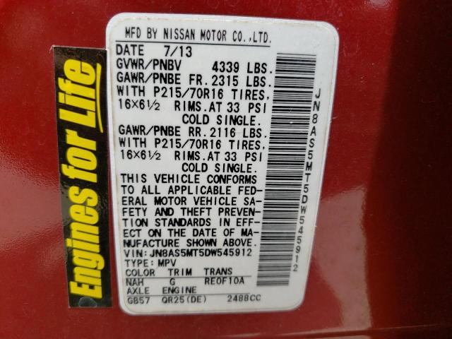 Photo 10 from auction – 2013 NISSAN ROGUE S with VIN JN8AS5MT5DW545912