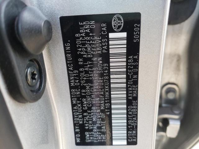 Photo 10 from auction – 2019 TOYOTA CAMRY with VIN 4T1B11HKXKU781439