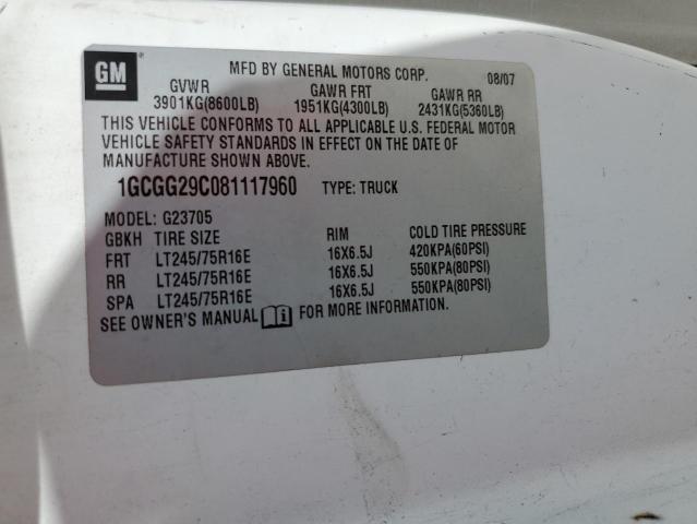 Photo 10 from auction – 2008 CHEVROLET EXPRESS G2 with VIN 1GCGG29C081117960