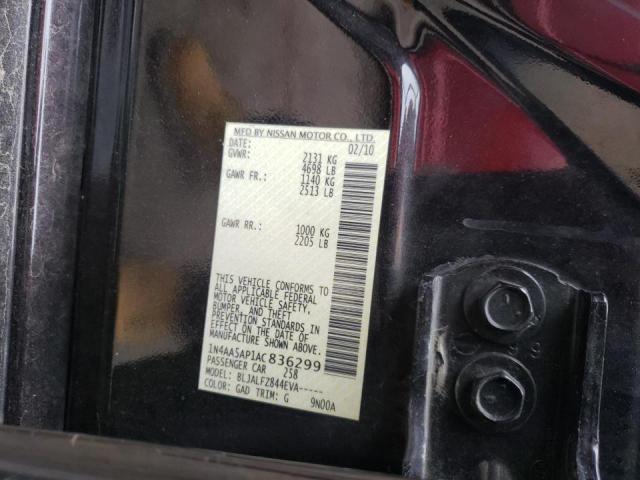 Photo 10 from auction – 2010 NISSAN MAXIMA S with VIN 1N4AA5AP1AC836299
