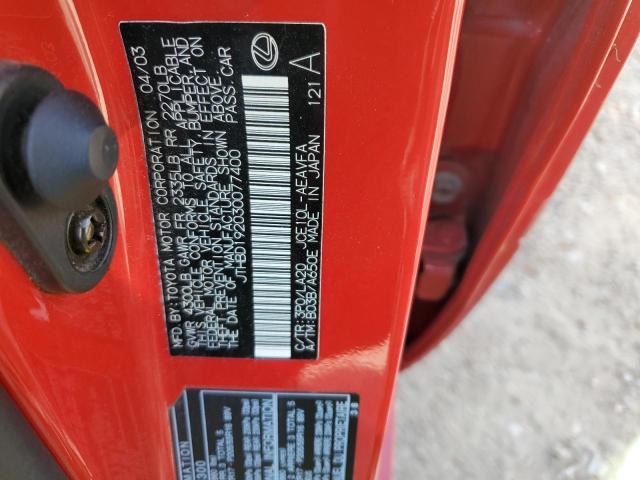 Photo 10 from auction – 2003 LEXUS IS 300 with VIN JTHBD192030077400