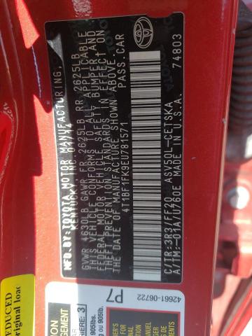 Photo 10 from auction – 2014 TOYOTA CAMRY L with VIN 4T1BF1FK9EU781571