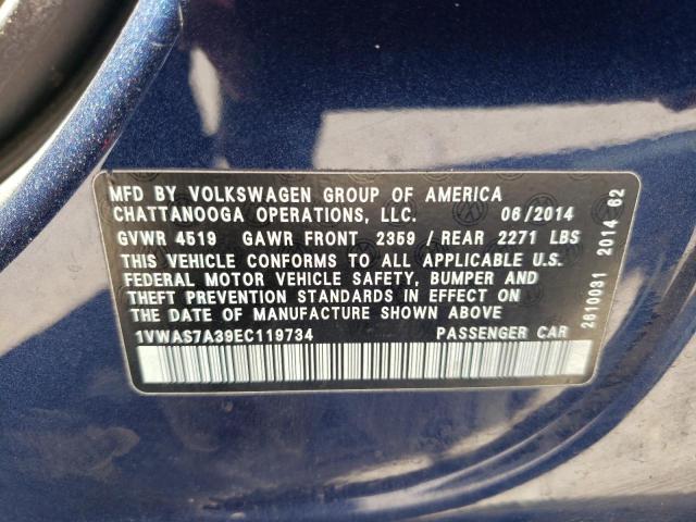 Photo 10 from auction – 2014 VOLKSWAGEN PASSAT S with VIN 1VWAS7A39EC119734