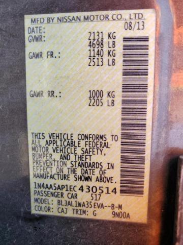 Photo 10 from auction – 2014 NISSAN MAXIMA S with VIN 1N4AA5AP1EC430514