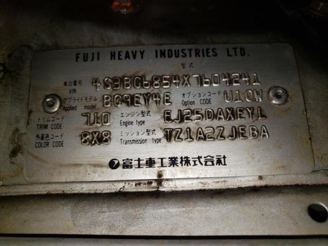 Photo 10 from auction – 1999 SUBARU LEGACY with VIN 4S3BG6854X7604241