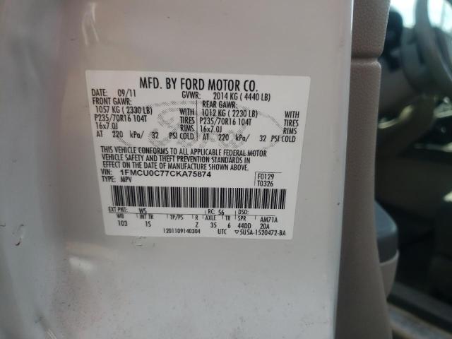 Photo 10 from auction – 2012 FORD ESCAPE XLS with VIN 1FMCU0C77CKA75874