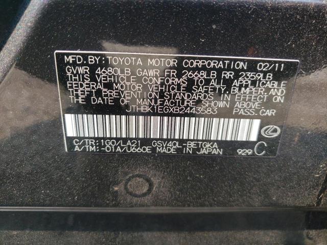 Photo 10 from auction – 2011 LEXUS ES 350 with VIN JTHBK1EGXB2443583
