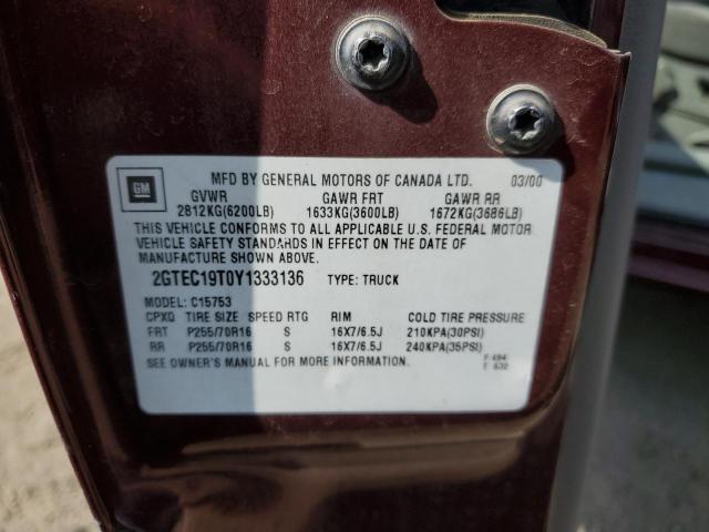 Photo 10 from auction – 2000 GMC NEW SIERRA with VIN 2GTEC19T0Y1333136