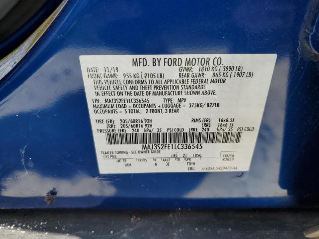 Photo 10 from auction – 2020 FORD ECOSPORT S with VIN MAJ3S2FE1LC336545