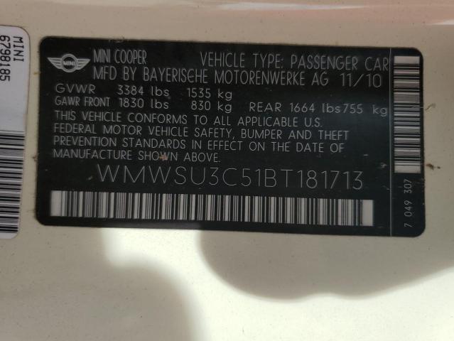 Photo 10 from auction – 2011 MINI COOPER with VIN WMWSU3C51BT181713
