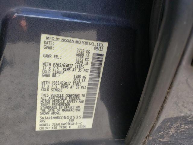 Photo 10 from auction – 2012 NISSAN PATHFINDER with VIN 5N1AR1NN8CC602535