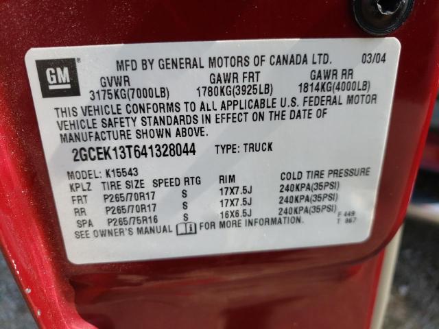 Photo 10 from auction – 2004 CHEVROLET SILVERADO with VIN 2GCEK13T641328044