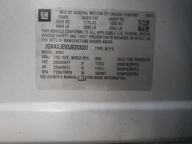 Photo 10 from auction – 2018 CHEVROLET EQUINOX LT with VIN 2GNAXJEV3J6203331
