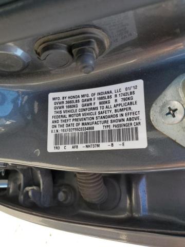 Photo 10 from auction – 2012 HONDA CIVIC LX with VIN 19XFB2F55CE034868