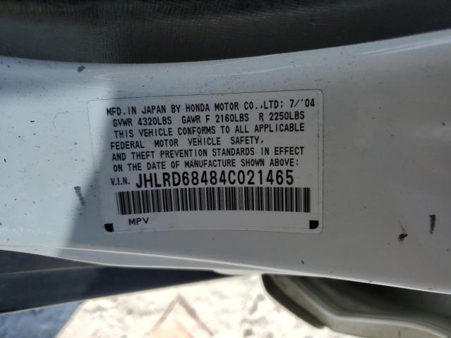 Photo 10 from auction – 2004 HONDA CR-V LX with VIN JHLRD68484C021465