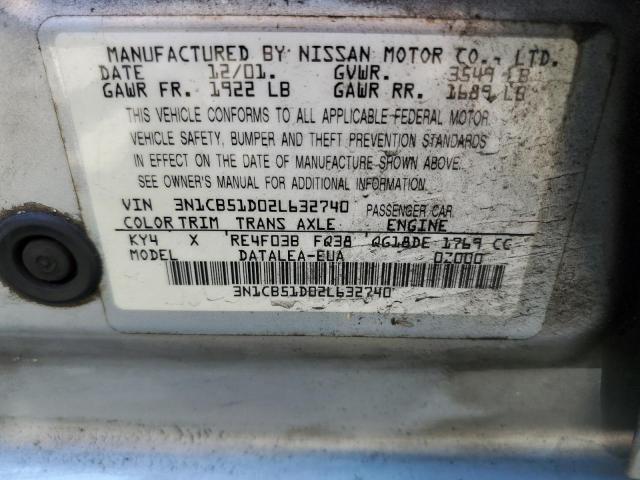 Photo 10 from auction – 2002 NISSAN SENTRA XE with VIN 3N1CB51D02L632740
